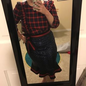 Eloquii Plaid Ruffle Top Size 18 NWT